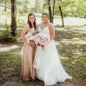 Jenny Yoo rose gold sequin bridesmaid dress